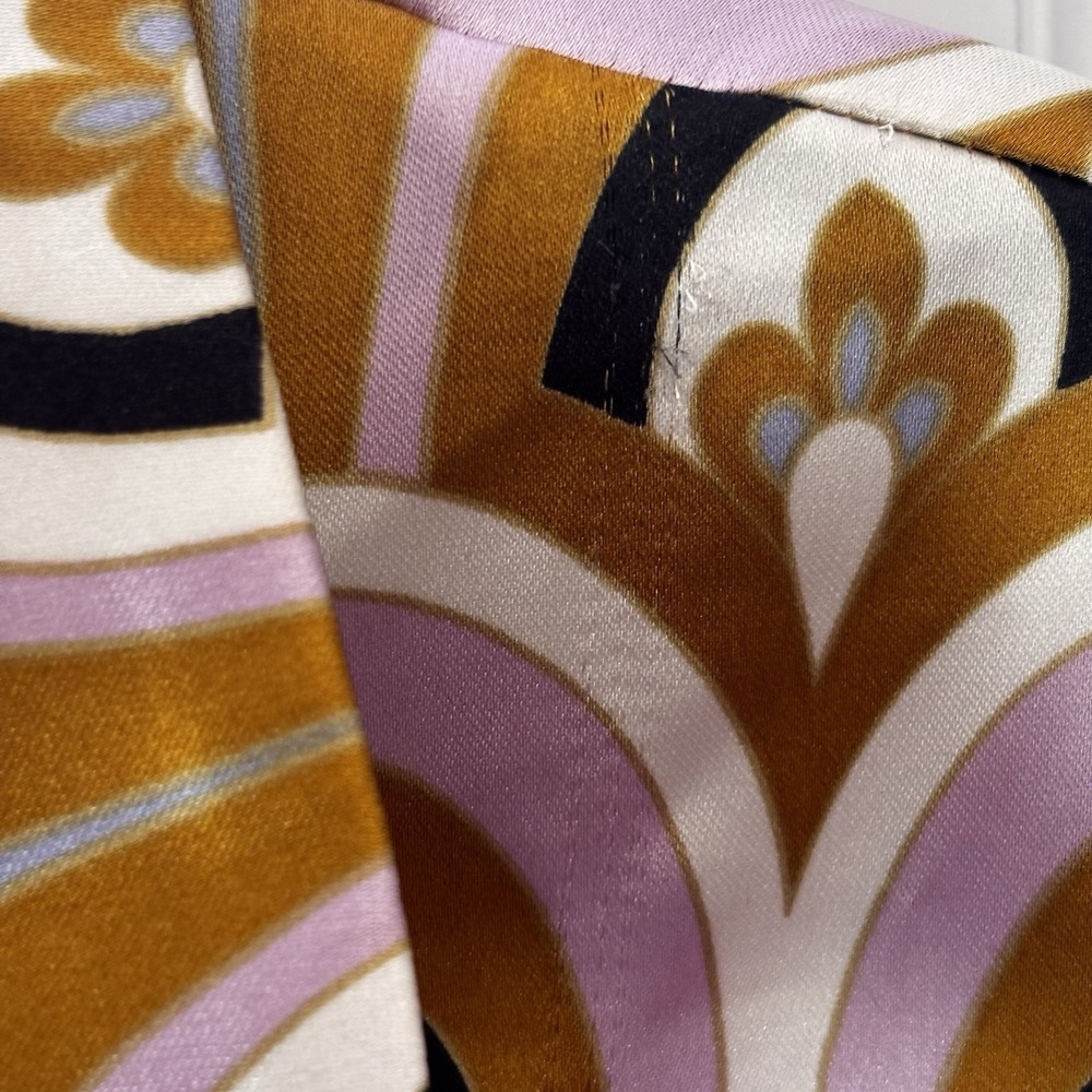 House of Harlow 1960 Blouse Top XL Art Deco Button Up Pink Gold Satin Retro READ - Picture 15 of 16